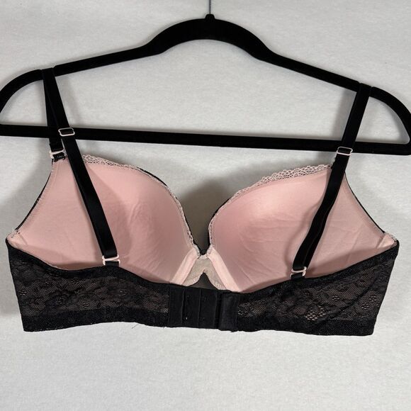 Cosmopolitan Ego Elevator Underwire Padded Bra Size 36D Black Lace Over Pink - Picture 3 of 6
